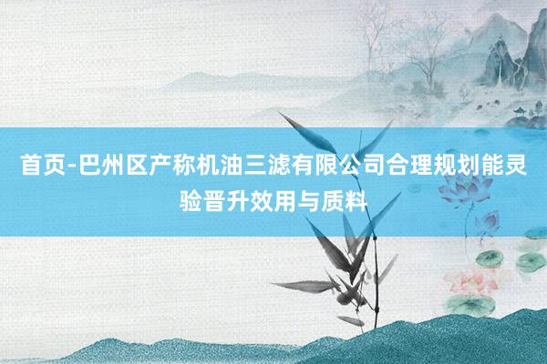 首页-巴州区产称机油三滤有限公司合理规划能灵验晋升效用与质料